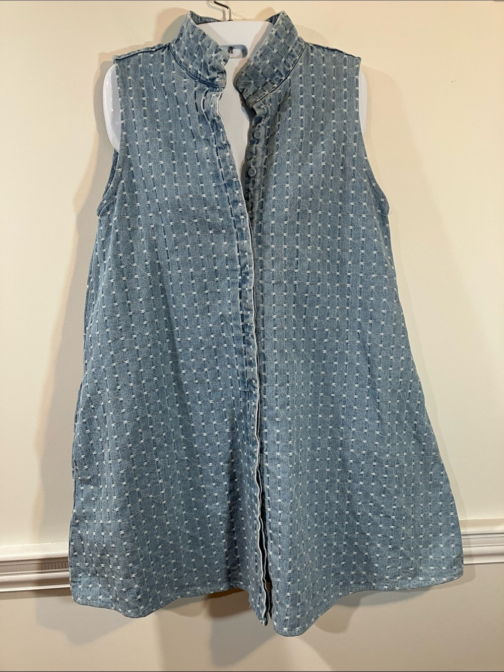 Tuckernuck Sleeveless Light Blue denim Cotton Tunic dress L